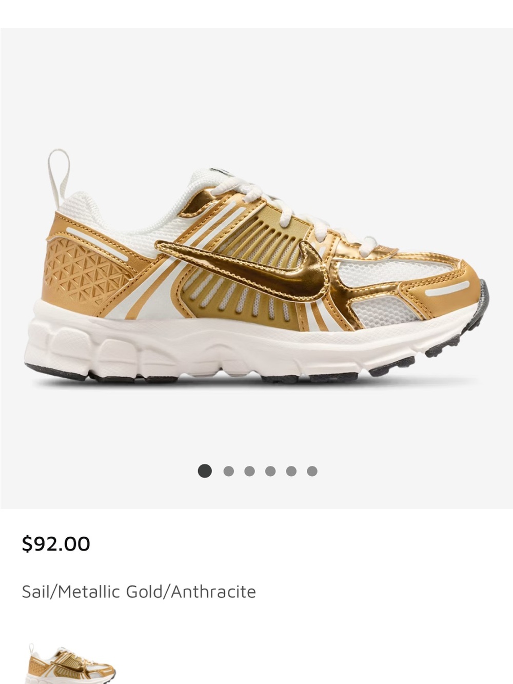Nike Kids Metallic Gold and White Sneakers